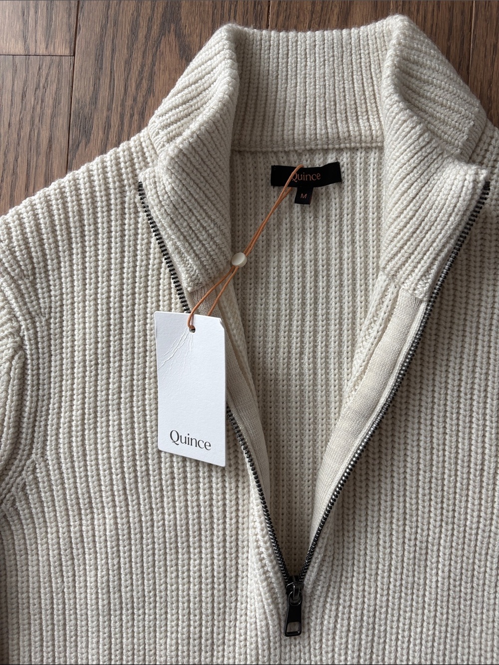 NWT Quince Australian Merino Wool Cream Half-Zip Sweater Size M - Picture 4 of 6